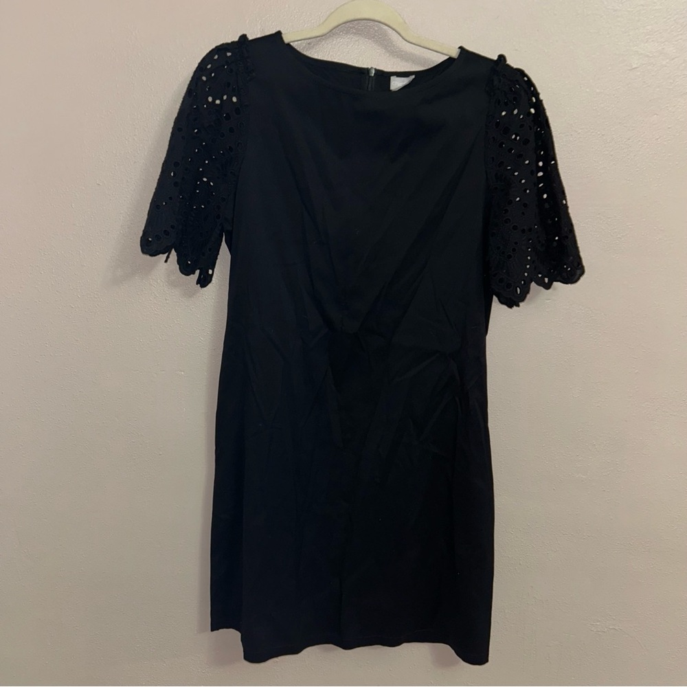 Chico's Black Eyelet Sleeve Shift